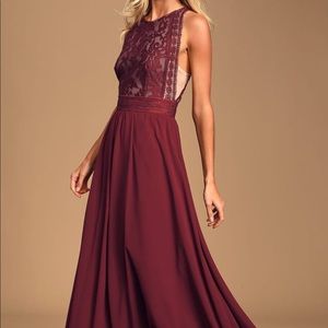 Forever and Always Burgundy Lace Maxi Dress